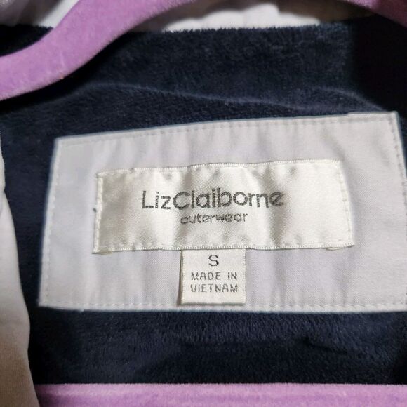 Liz Claiborne Small $200 Navy Fleece Lined Weather‎ Resistant Winter Coat - Picture 4 of 8